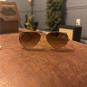 Ray-Ban Gold Frame Sunglasses with Brown Lenses